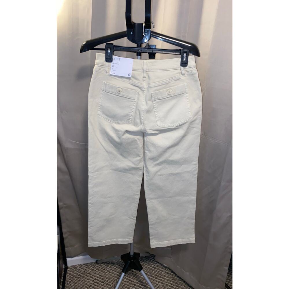 LOFT High Rise Wide Leg Crop Jeans Ivory Cream Denim Size 26 NWT - Picture 3 of 9